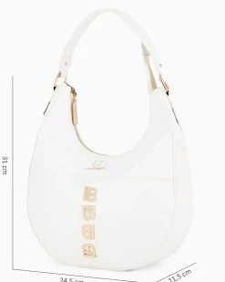LAURA BIAGIOTTI - Borsa sacca bianca con applicazione frontale loghi
