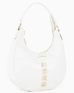 LAURA BIAGIOTTI - Borsa sacca bianca con applicazione frontale loghi