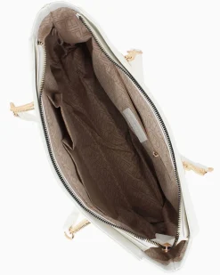 LAURA BIAGIOTTI - Borsa shopping bianca con applicazione frontale loghi
