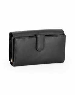LAURA BIAGIOTTI - Portafoglio nero in VERA PELLE da donna con patta