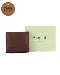 LAURA BIAGIOTTI - Portafoglio marrone da uomo in VERA PELLE