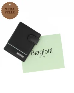 LAURA BIAGIOTTI - Portafoglio nero da uomo in VERA PELLE