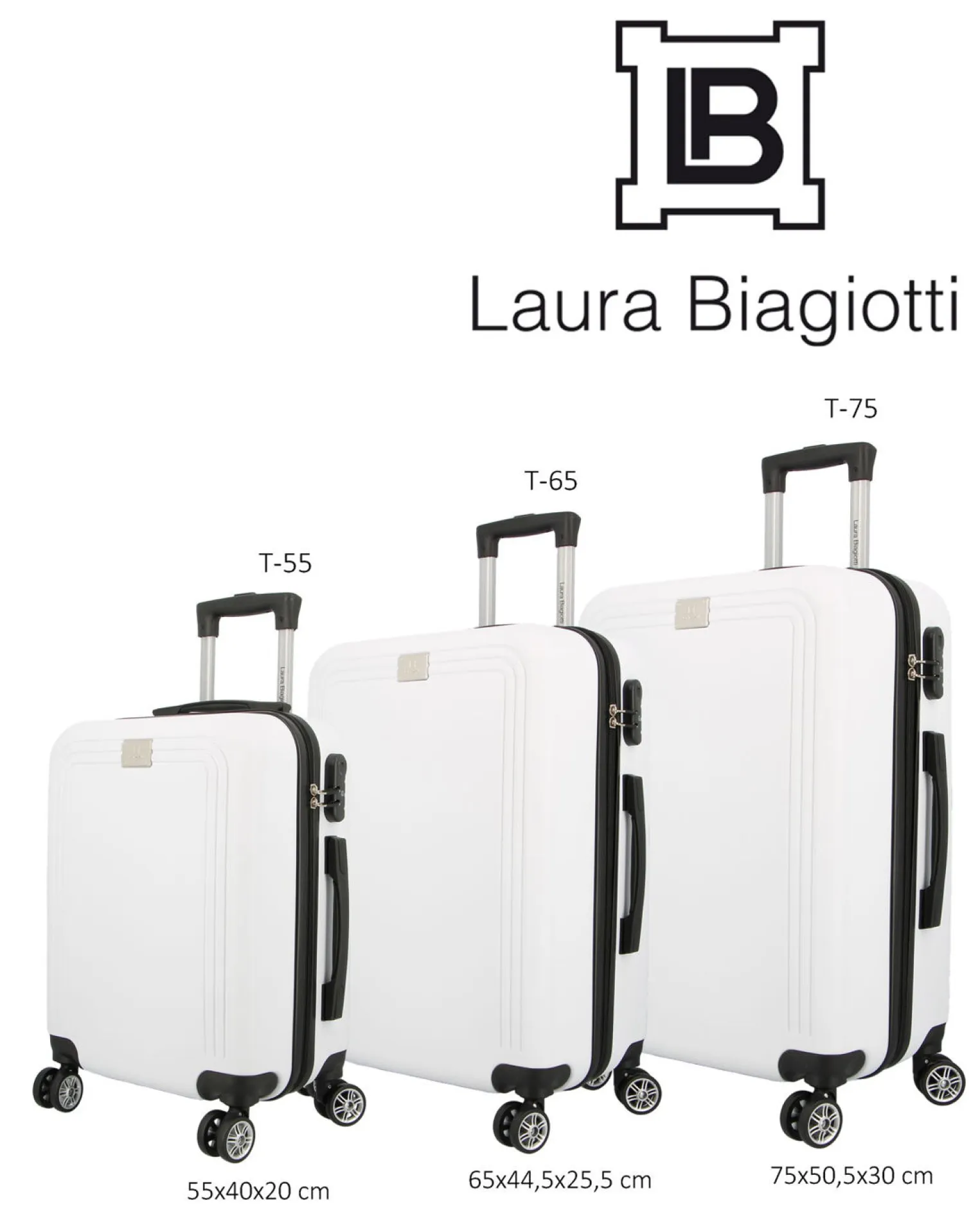 LAURA BIAGIOTTI - TROLLEY BIANCO IN ABS 4 RUOTE