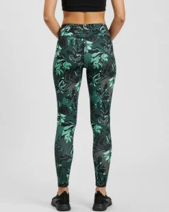 LEGGINGS FLOWER AOP TIGHTS GREEN