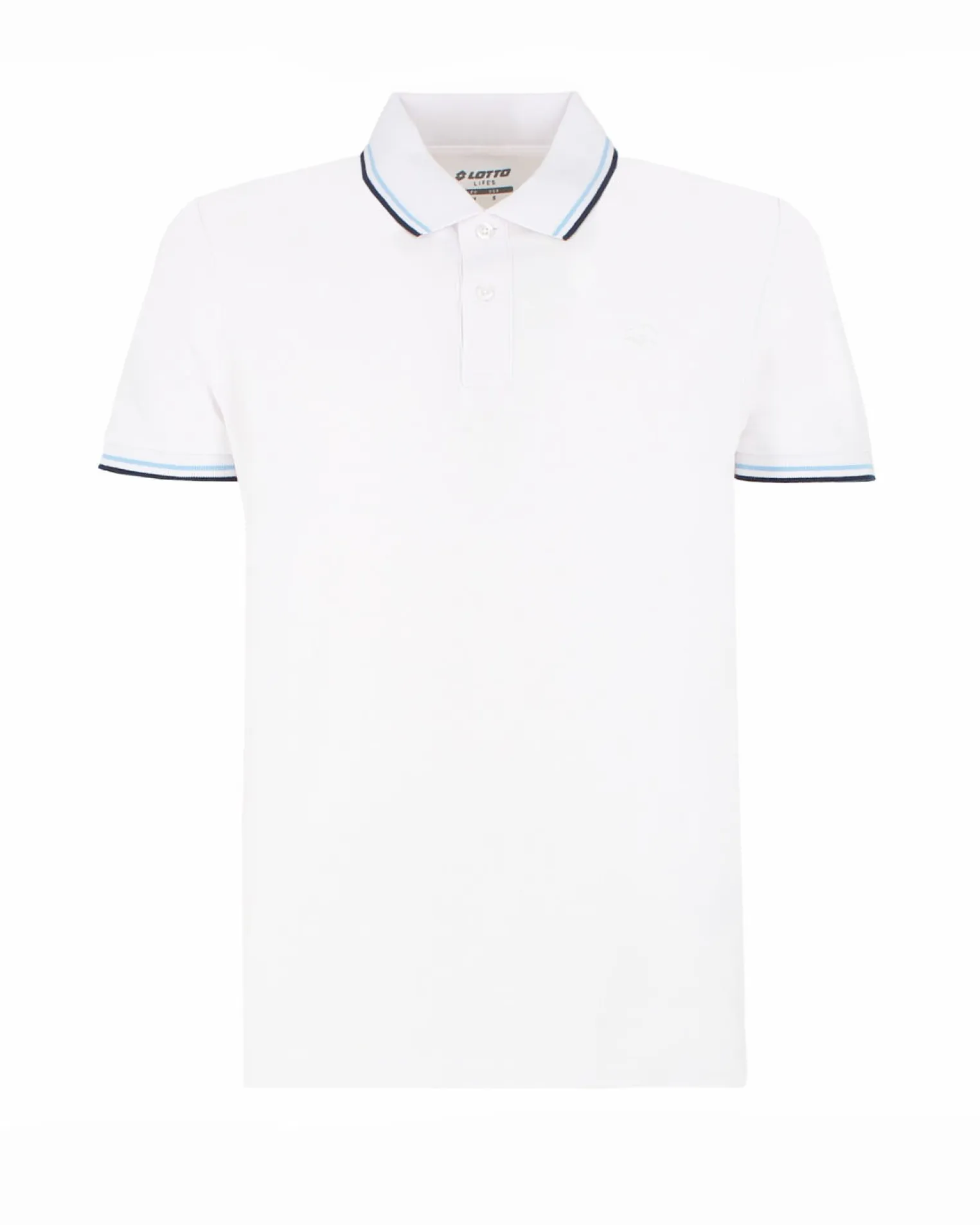 LOTTO - POLO MEZZA MANICA UOMO BIANCA CON RIGHINO CELESTE E BLU CLASSICA - 219238/BXC