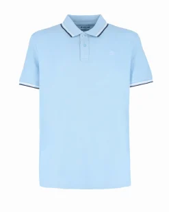 LOTTO - POLO MEZZA MANICA UOMO CELESTE CON RIGHINO BIANCO E BLU CLASSICA  - 219238/BXI