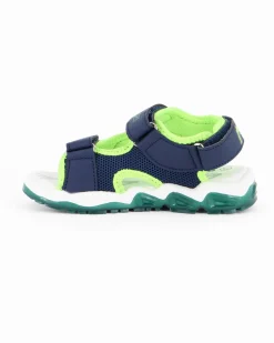 MELANIA - Sandalo blu e verde da bimbo con strappi e luci, numerata 25/30