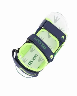 MELANIA - Sandalo blu e verde da bimbo con strappi e luci, numerata 25/30