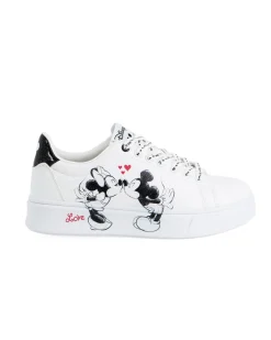 MICKEY - Scarpa sneakers bianca da donna con stampa laterale e lacci