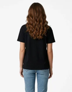 MIF - Maxi tshirt a manica corta nera e fuxia in cotone