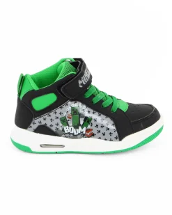 MINECRAFT - Sneakers alta da bambino nera e verde con  strappo, numerata 25/32