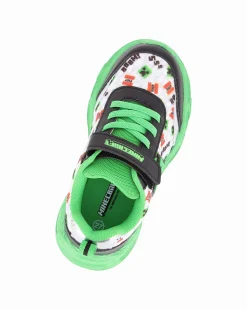 MINECRAFT - Sneakers verde e nera da bambino con strappo e luci, numerata 26/32