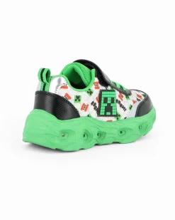 MINECRAFT - Sneakers verde e nera da bambino con strappo e luci, numerata 26/32