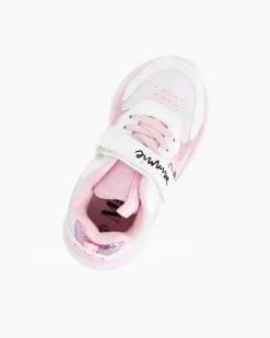 MINNIE - Sneakers bianca e rosa da bimba con luci e strappo