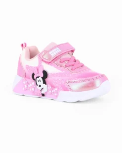 MINNIE - Sneakers rosa da bimba con luci e strappo, numerata 24/30