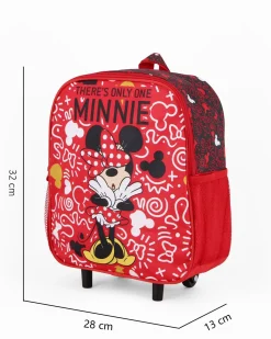 MINNIE - Zaino trolley rosso con tasche laterali