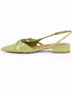 MISS GLOBO - Ballerina slingback verde a punta con cinturini incrociati