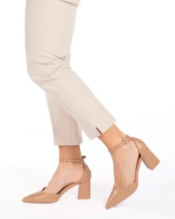MISS GLOBO - Décolleté beige con sottopiede in memory foam e cinturino alla caviglia, tacco 7CM