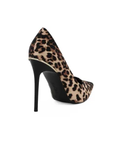 MISS GLOBO - Décolleté leopardata in raso con sottopiede in VERA PELLE, tacco 10,5CM