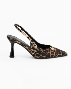 MISS GLOBO - Décolleté slingback leopardata in raso con sottopiede in memory foam, tacco 7,5CM