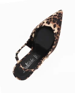 MISS GLOBO - Décolleté slingback leopardata in raso con sottopiede in memory foam, tacco 7,5CM