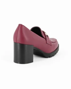 MISS GLOBO - Mocassino bordeaux con sottopiede in memory soft e morsetto, tacco 6,5CM