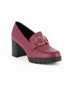 MISS GLOBO - Mocassino bordeaux con sottopiede in memory soft e morsetto, tacco 6,5CM