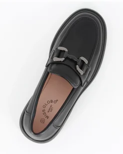 MISS GLOBO - Mocassino nero con morsetto e soletta in memory soft