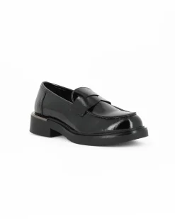 MISS GLOBO - Mocassino nero effetto vernice con sottopiede in memory soft