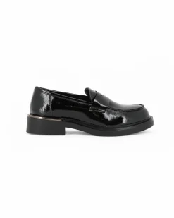 MISS GLOBO - Mocassino nero effetto vernice con sottopiede in memory soft
