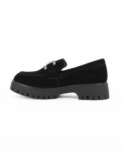 MISS GLOBO - Mocassino nero scamosciato in VERA PELLE con morsetto e sottopiede in memory soft