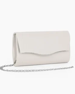 MISS GLOBO - Pochette avorio con patta e dettaglio in metallo argento