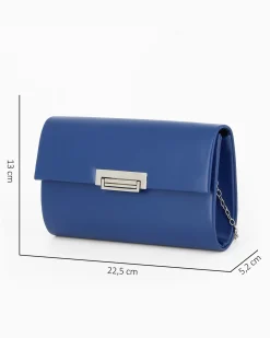 MISS GLOBO - Pochette blu con patta e chiusura metallica a incastro