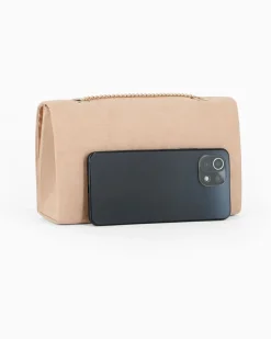 MISS GLOBO - Pochette champagne scamosciata con patta e chiusura a girello