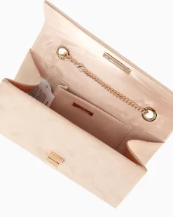 MISS GLOBO - Pochette champagne scamosciata con patta e chiusura a girello