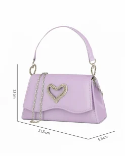 MISS GLOBO - Pochette lilla con patta dettaglio cuore di strass