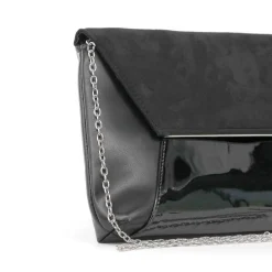 MISS GLOBO- Pochette multimateriale con bordo metallico su patta