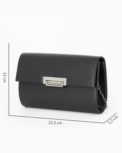 MISS GLOBO - Pochette nera con patta e chiusura metallica a incastro