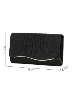 MISS GLOBO - Pochette nera in lurex con patta effetto onde