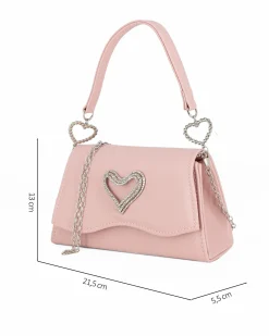 MISS GLOBO - Pochette nude con patta dettaglio cuore di strass