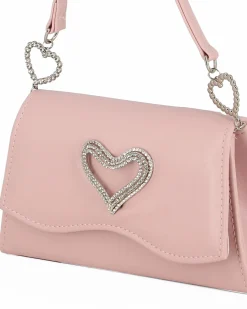 MISS GLOBO - Pochette nude con patta dettaglio cuore di strass