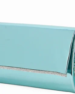 MISS GLOBO -Pochette turchese effetto specchio con inserto strass