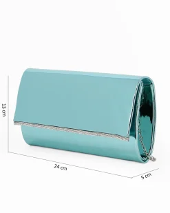 MISS GLOBO -Pochette turchese effetto specchio con inserto strass