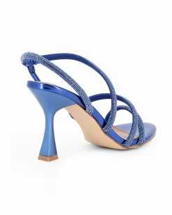 MISS GLOBO - Sandalo gioiello blu con strass, tacco 8,5CM