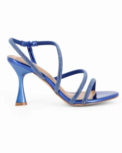 MISS GLOBO - Sandalo gioiello blu con strass, tacco 8,5CM