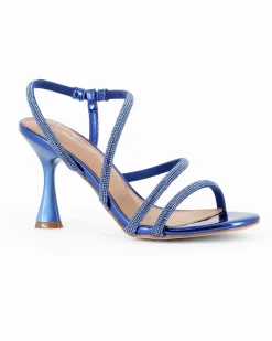 MISS GLOBO - Sandalo gioiello blu con strass, tacco 8,5CM