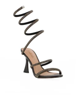 MISS GLOBO - Sandalo gioiello testa moro/bronzo a spirale con strass, tacco 8,5CM