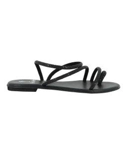 MISS GLOBO - Sandalo infradito nero con strass