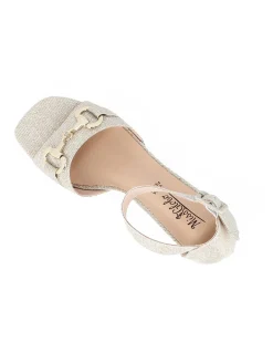 MISS GLOBO - Sandalo oro con morsetto tacco 5cm sottopiede in VERA PELLE