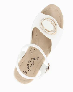 MISS GLOBO - Sandalo panna platform con sottopiede memory soft e dettaglio metallico in strass, zeppa 5CM